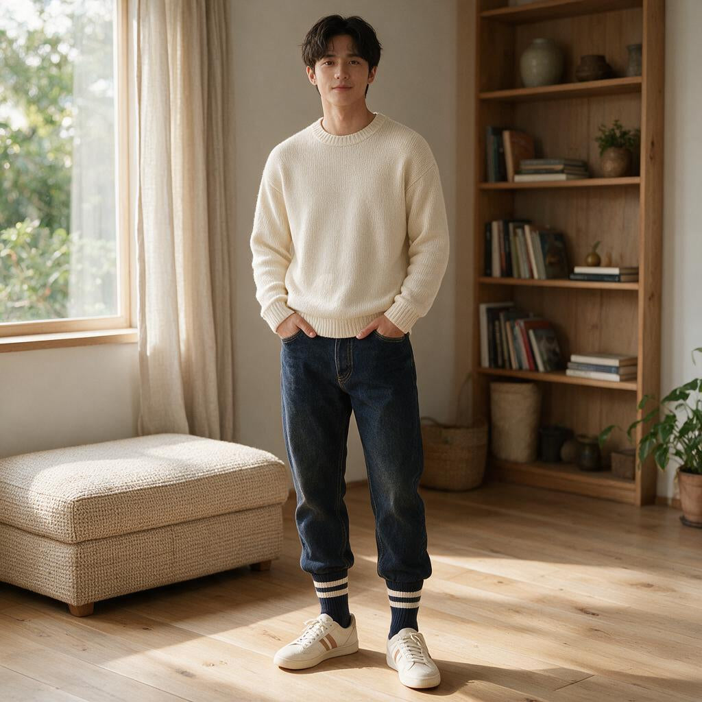 Navy & Cream Varsity Stripe Crew Socks — outfit inspiration
