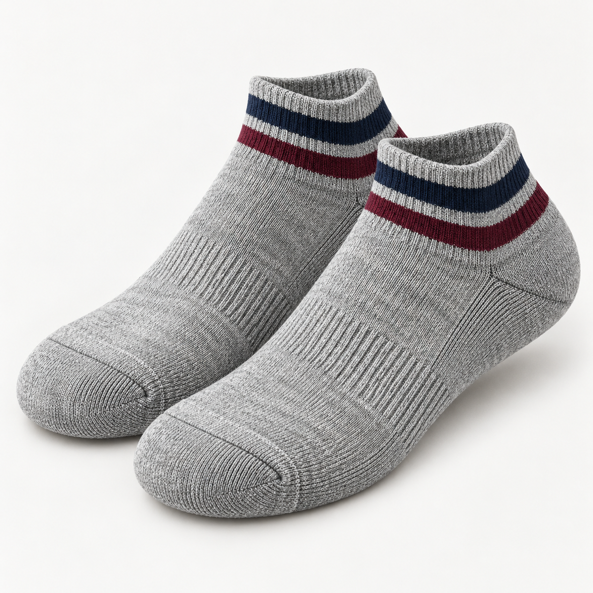 Heather Gray Retro Stripe Athletic Ankle Socks — main view