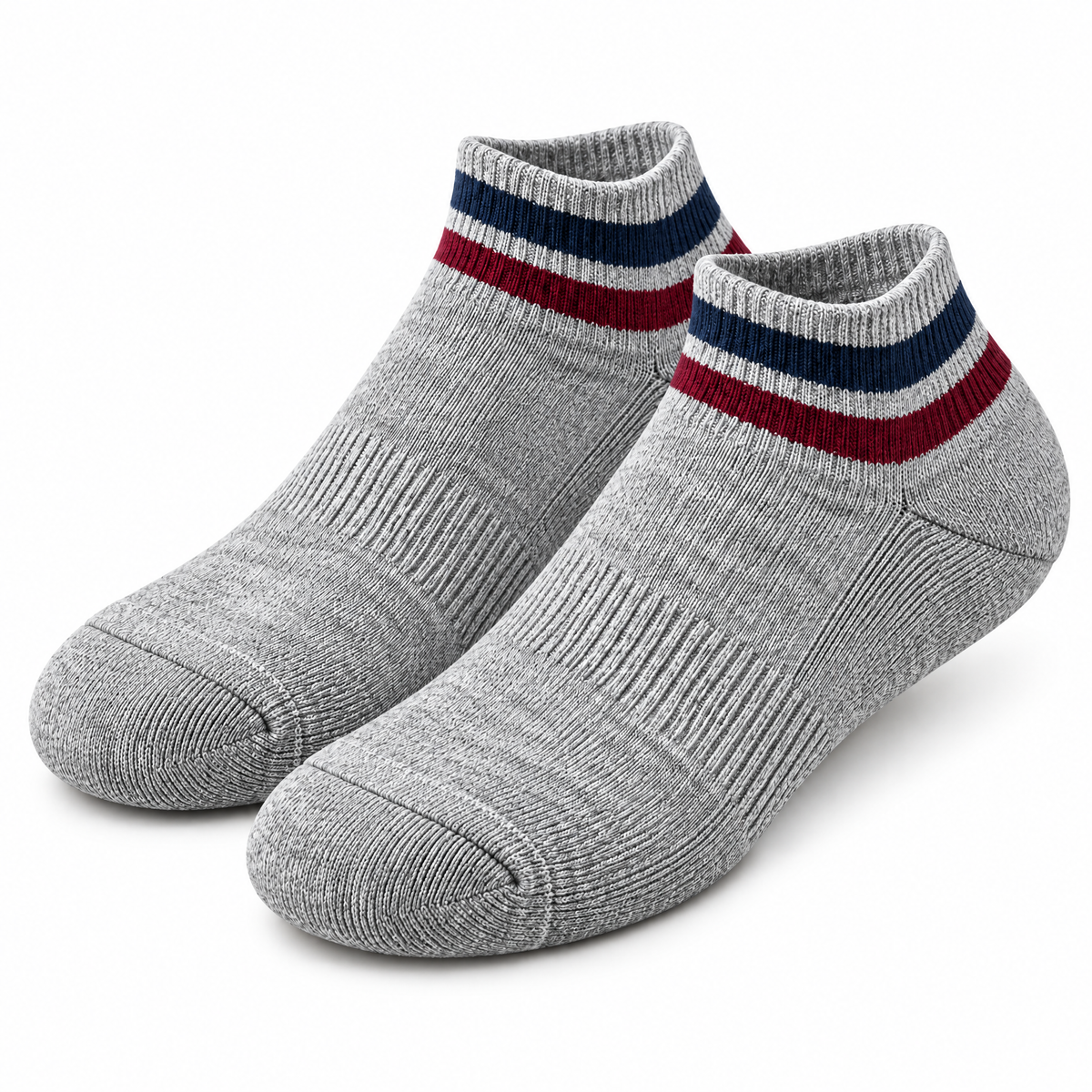 Heather Gray Retro Stripe Athletic Ankle Socks — product view