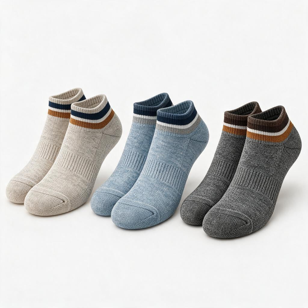 Heather Gray Retro Stripe Athletic Ankle Socks — styling variation