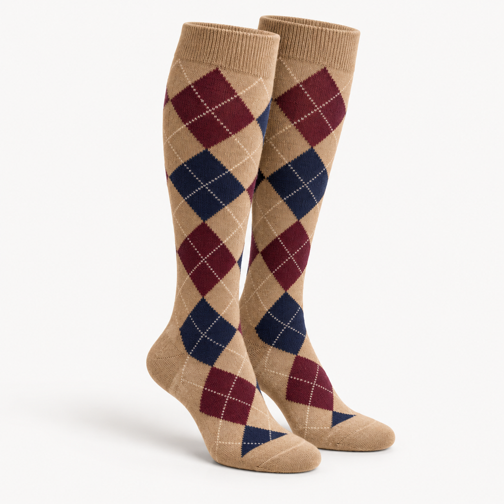 Camel Argyle Heritage Knee-High Socks — main view